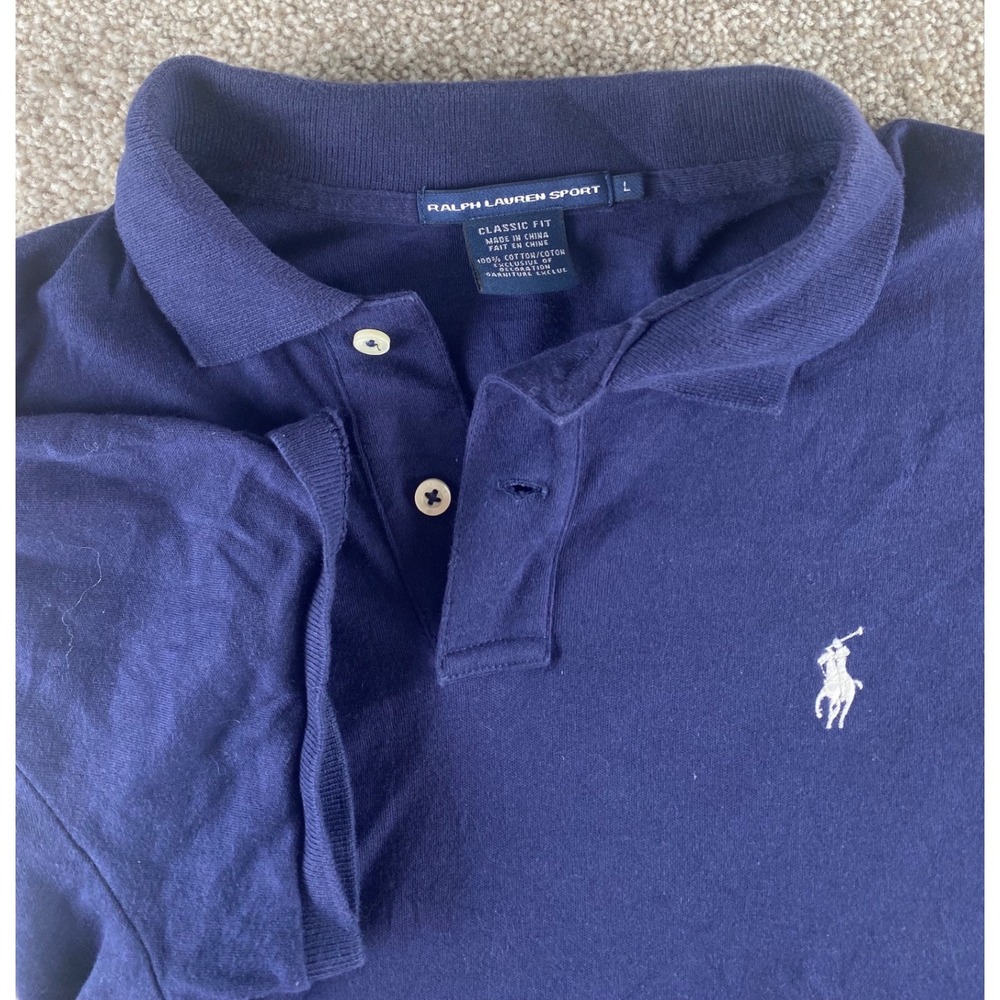 Polo Ralph Lauren Golf Sport Womens L Dark Blue Classic Cotton Polo White Pony